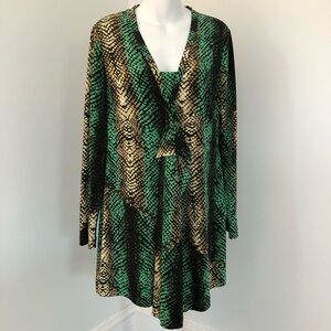 Eccoci Long Sleeve Ruffle Front Print Dress